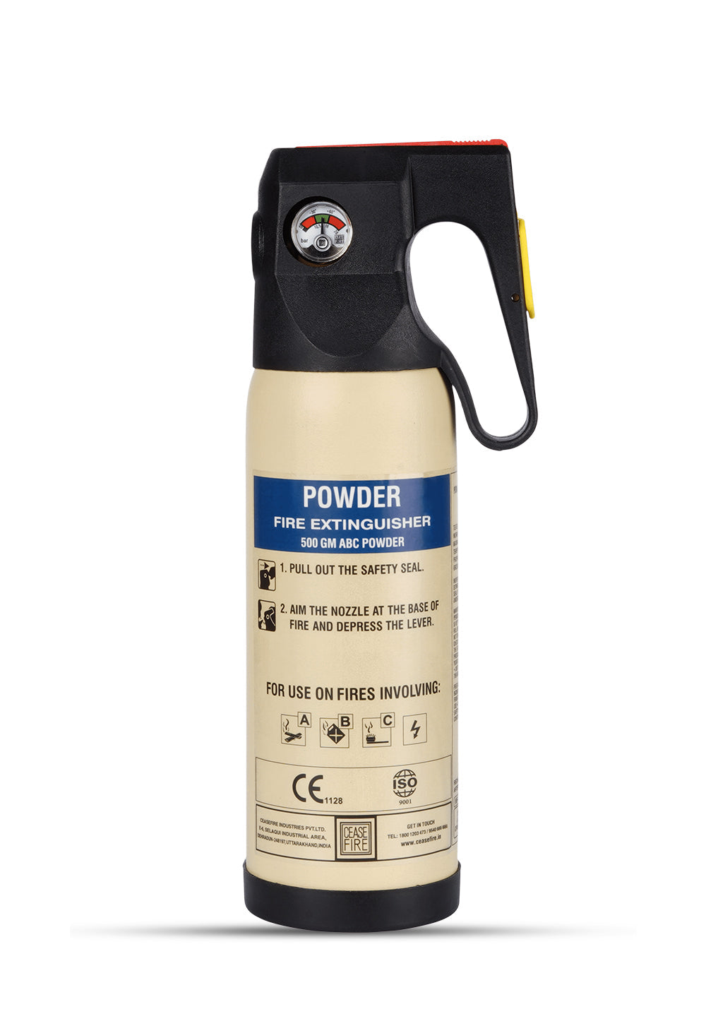 Ceasefire ABC Powder MAP 90 Based Fire Extinguisher (500 GMS)- 4 Colors