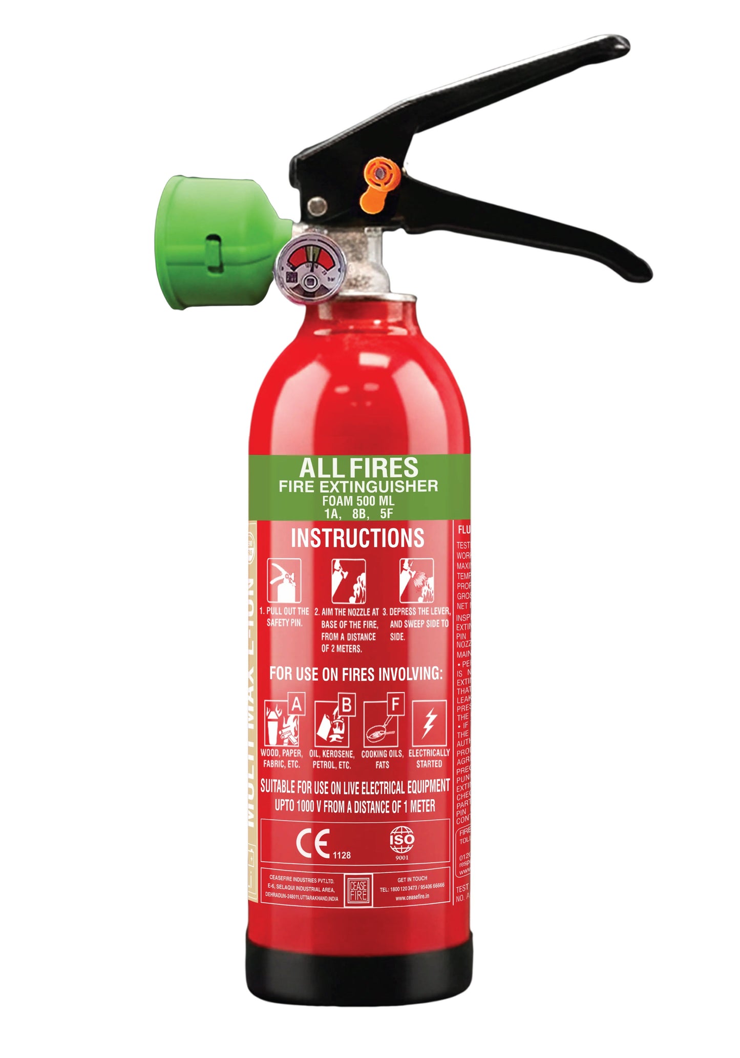 Ceasefire MultiMax 500 ml - One Extinguisher. Every Fire. Total Control.